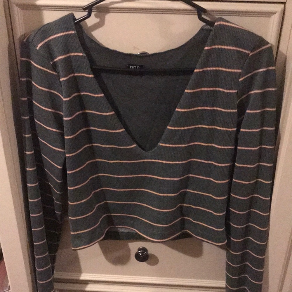 urban outfitters striped cutout neckline crop top